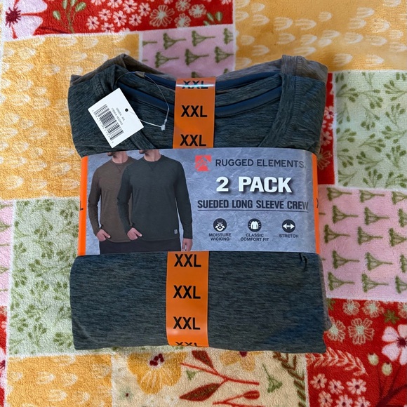 Rugged Elements Men's 2 Pack Sueded Long Sleeve Crew Tee Shirts Green,Brown/)XXL - Picture 5 of 5